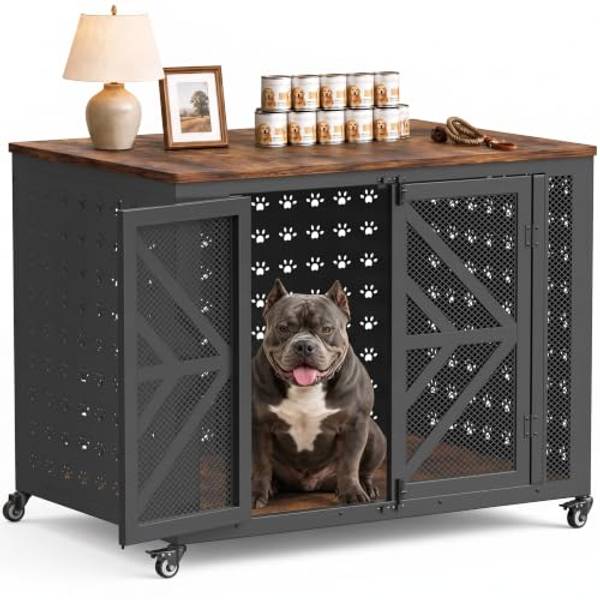 EasyCom 42" Heavy Duty Dog Crate Furniture for Large Dogs with High Anxiety